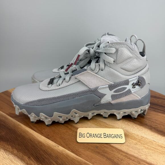 Under Armour Harper 10 Pro TPU Mid Baseball Cleats Men Size 8 #6000715-075 Gray main image 4